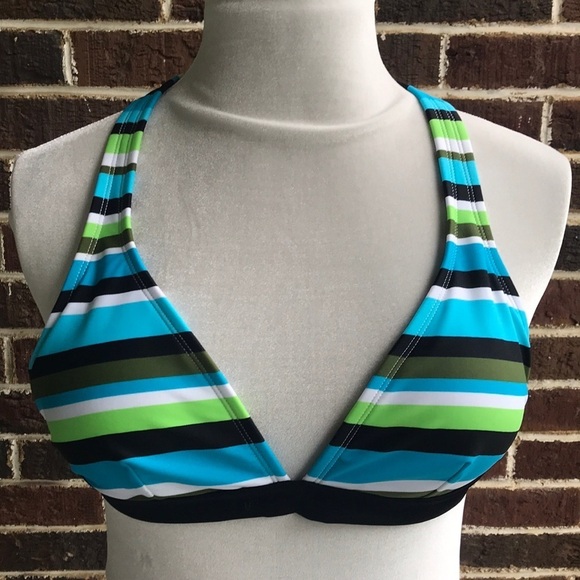 A.N.A. Aqua stripe Bikini top, Sz 12 NWT - Picture 1 of 6